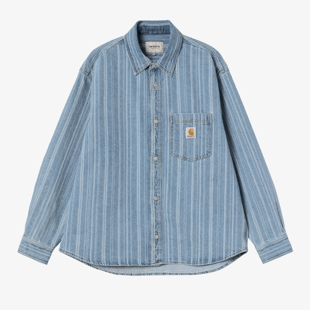 Carhartt Wip Rylan Shirt Jacket Rylan Stripe, Blue Stone Bleached I035567-32h-12