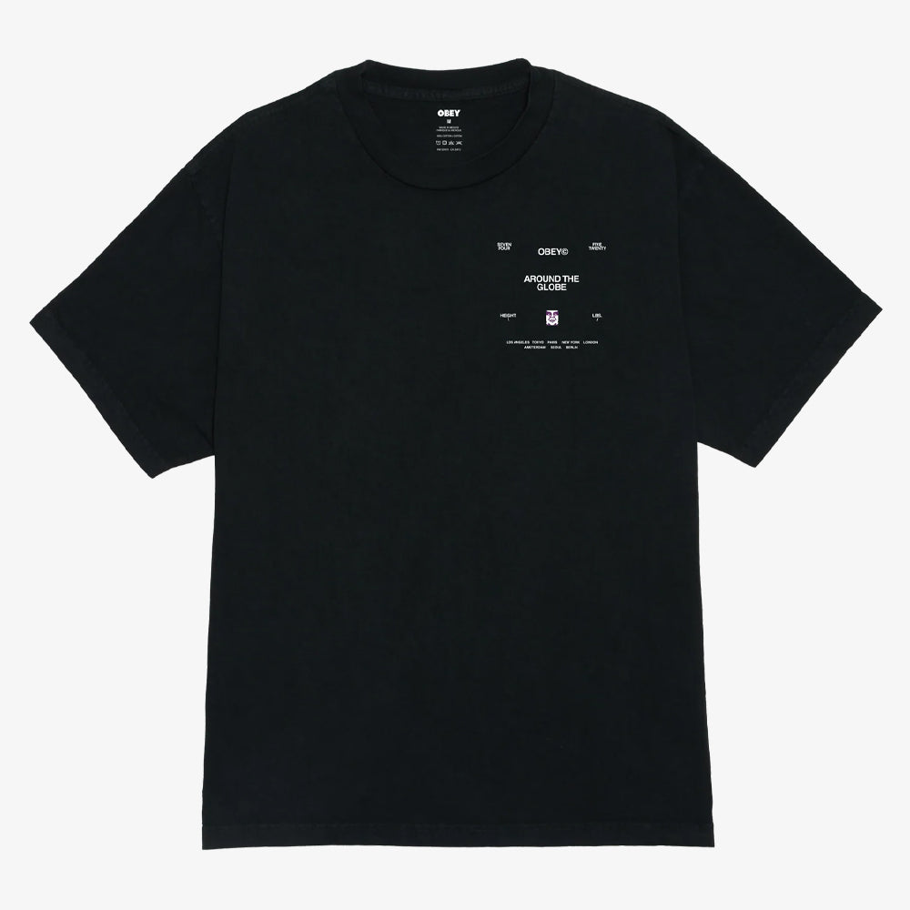 Obey Obey Around The Globe Tshirt Pigment 1 Vintage Black 167924096-ptb