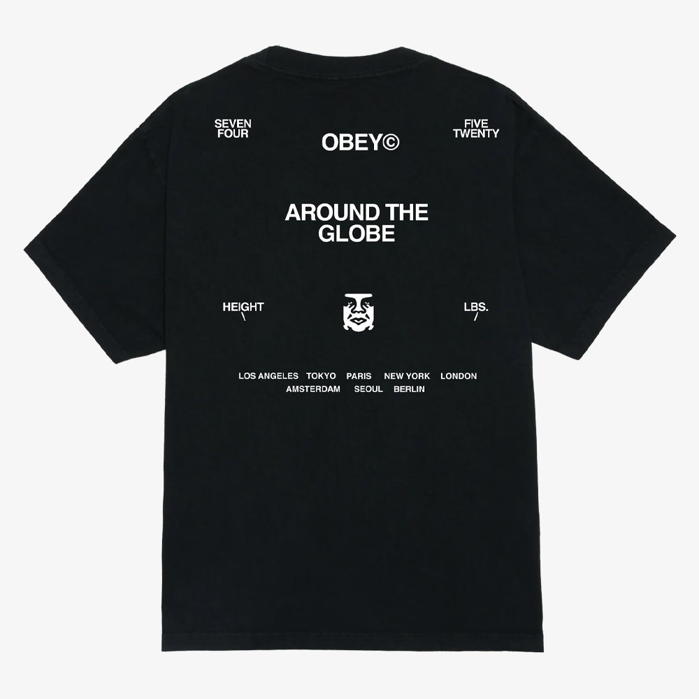 Obey Obey Around The Globe Tshirt Pigment 1 Vintage Black 167924096-ptb