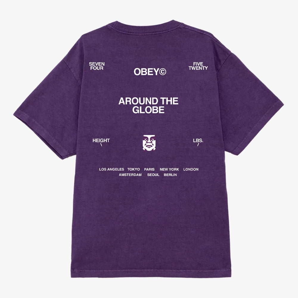 Obey Obey Around The Globe Tshirt Pigment Imperial Purple 167924096-ipr