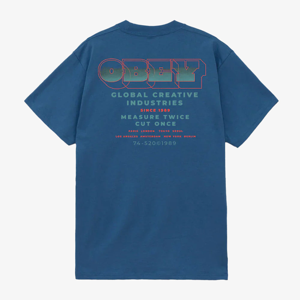 Obey Obey Measure Twice Tshirt Harbor Blue 165264146-hbu