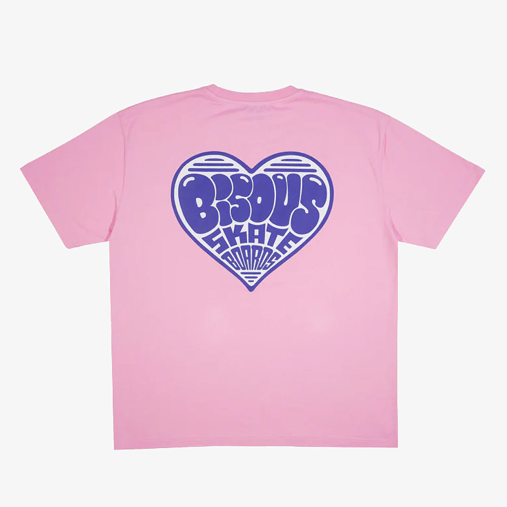Bisous Skateboards Tshirt Heart Pink Ss25/15