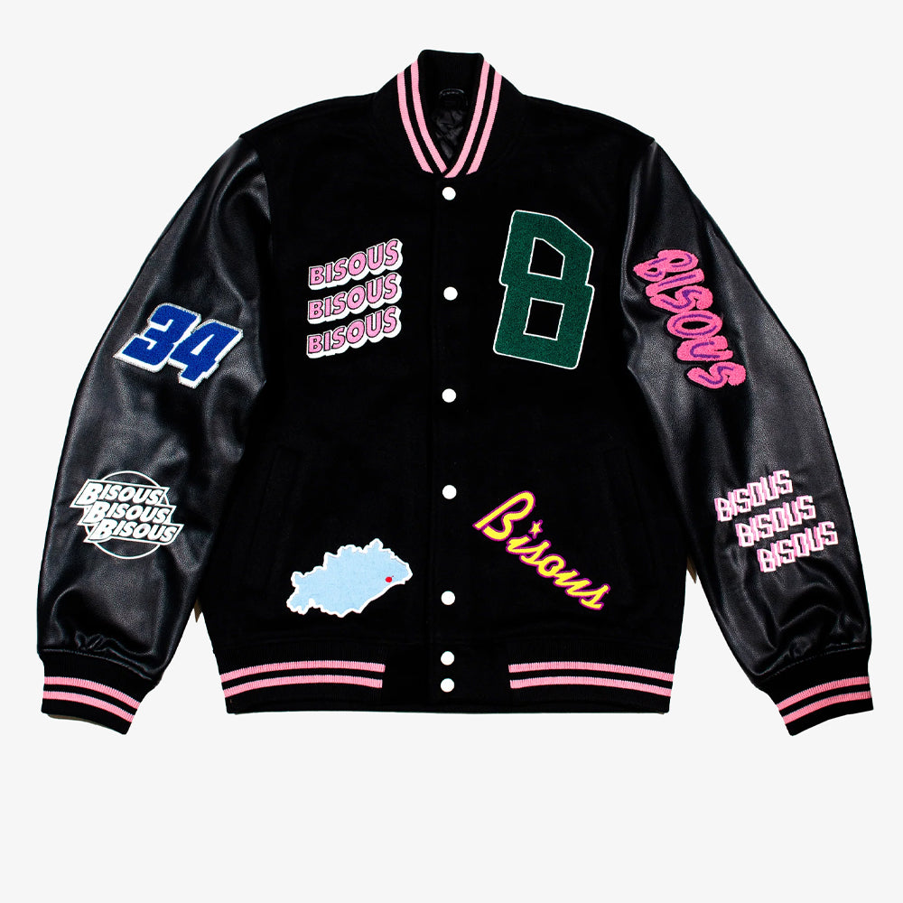 Bisous Skateboards Varsity Jacket Black