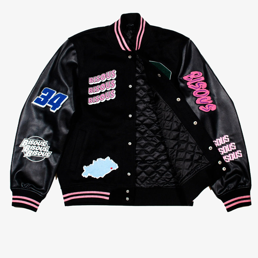 Bisous Skateboards Varsity Jacket Black