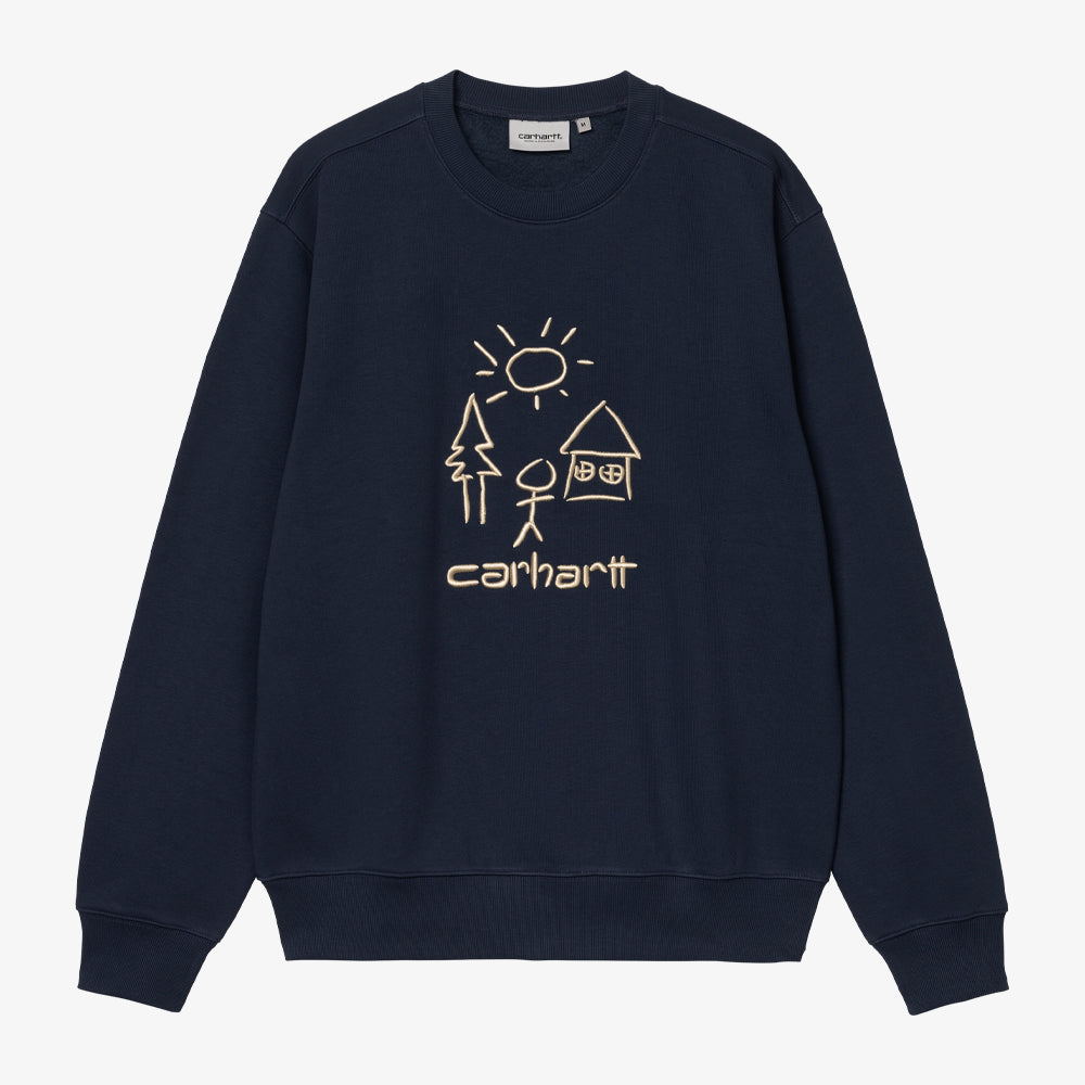 Carhartt Wip Masterpiece Sweat Air Force Blue Dusty H Brown I035199-33o-xx