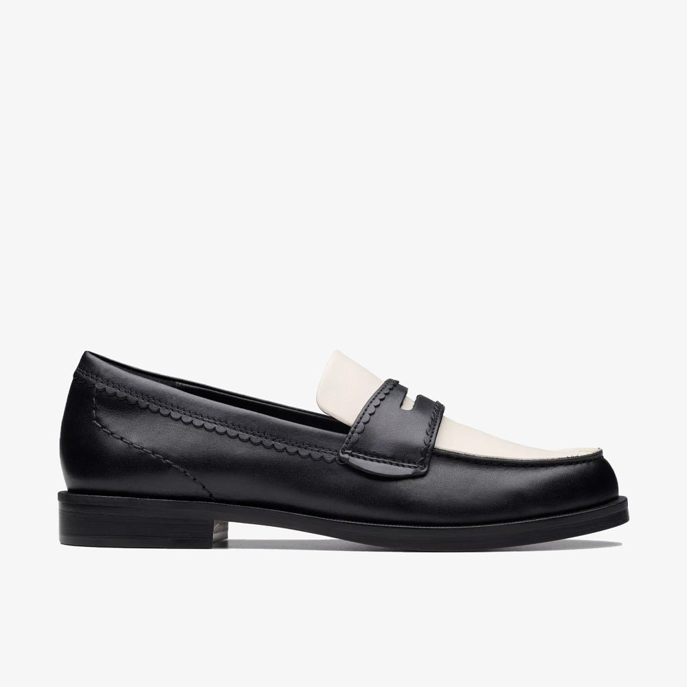 Clarks Straven Edge Leather Mocassin Combi Black White 26181270