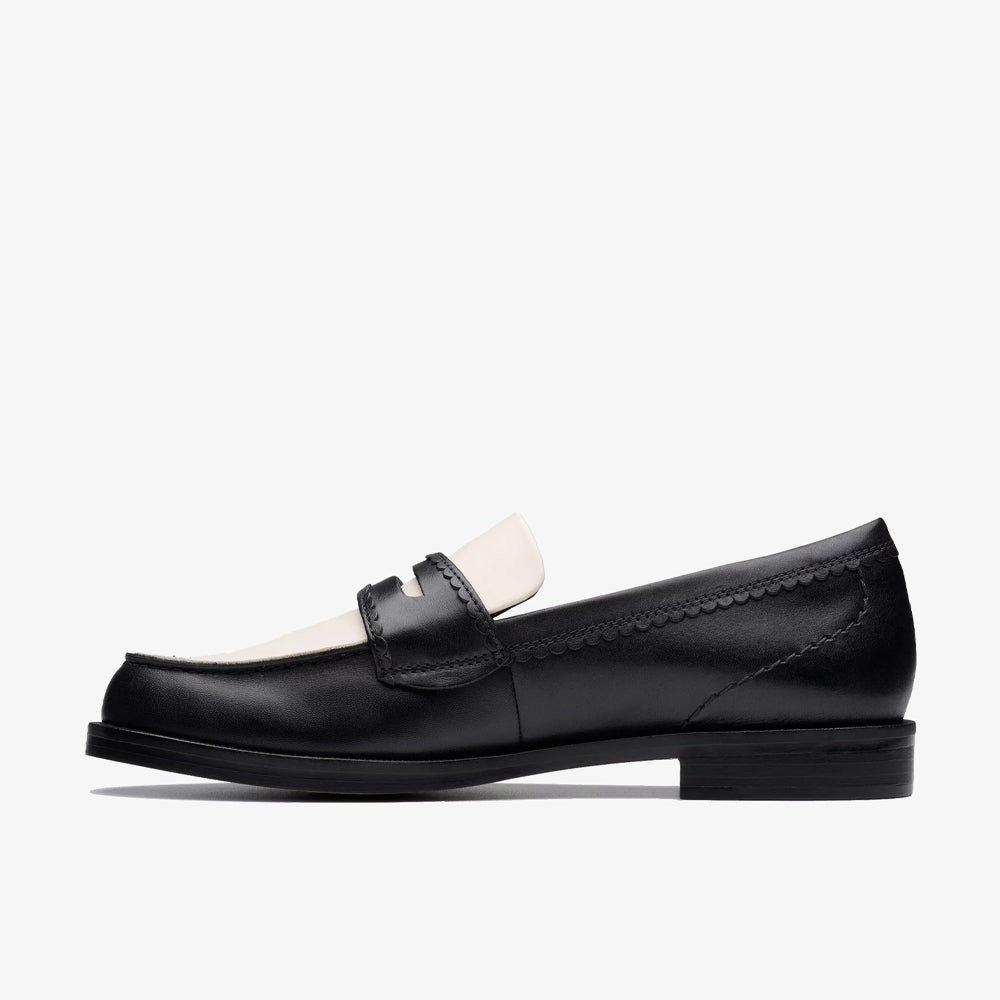 Clarks Straven Edge Leather Mocassin Combi Black White 26181270
