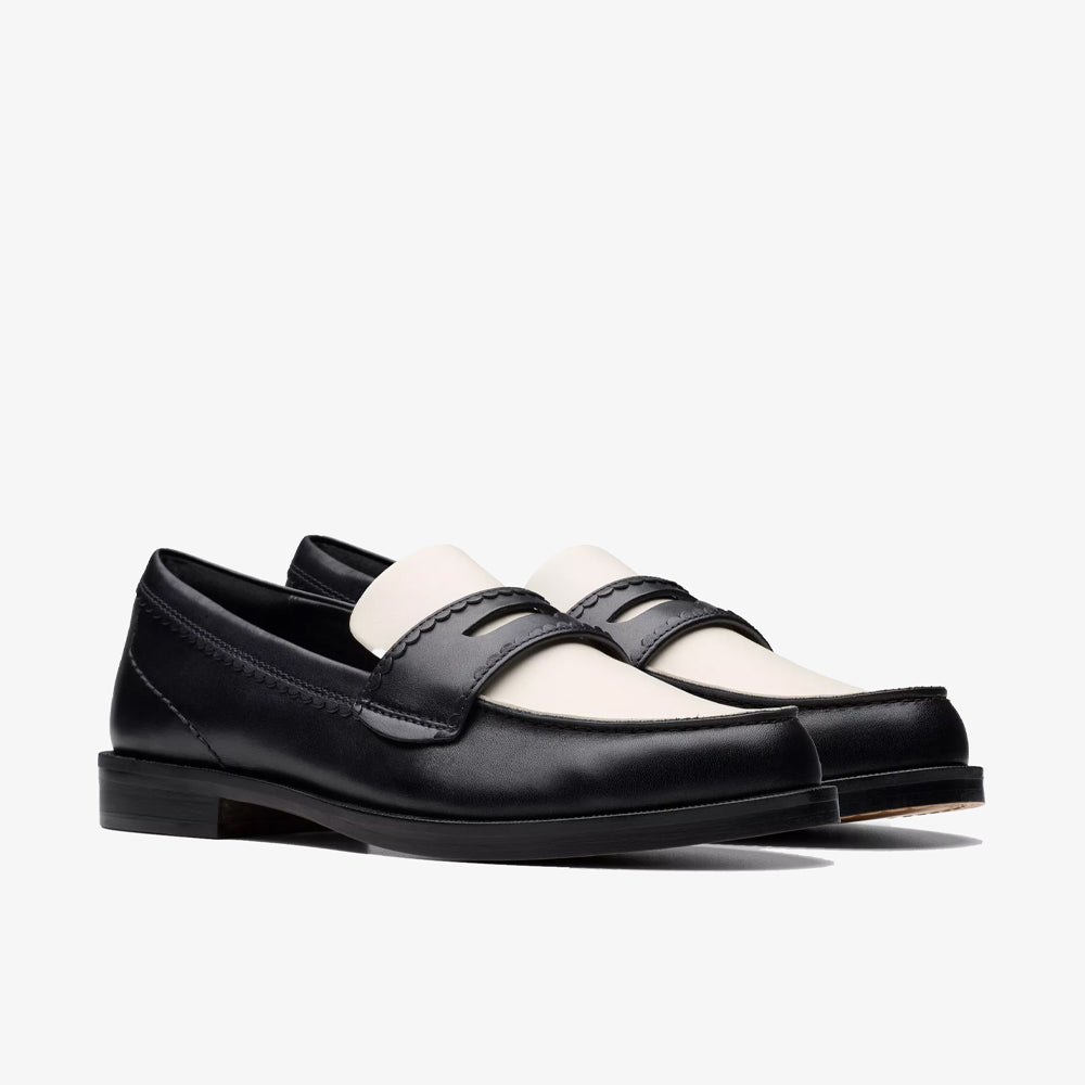 Clarks Straven Edge Leather Mocassin Combi Black White 26181270