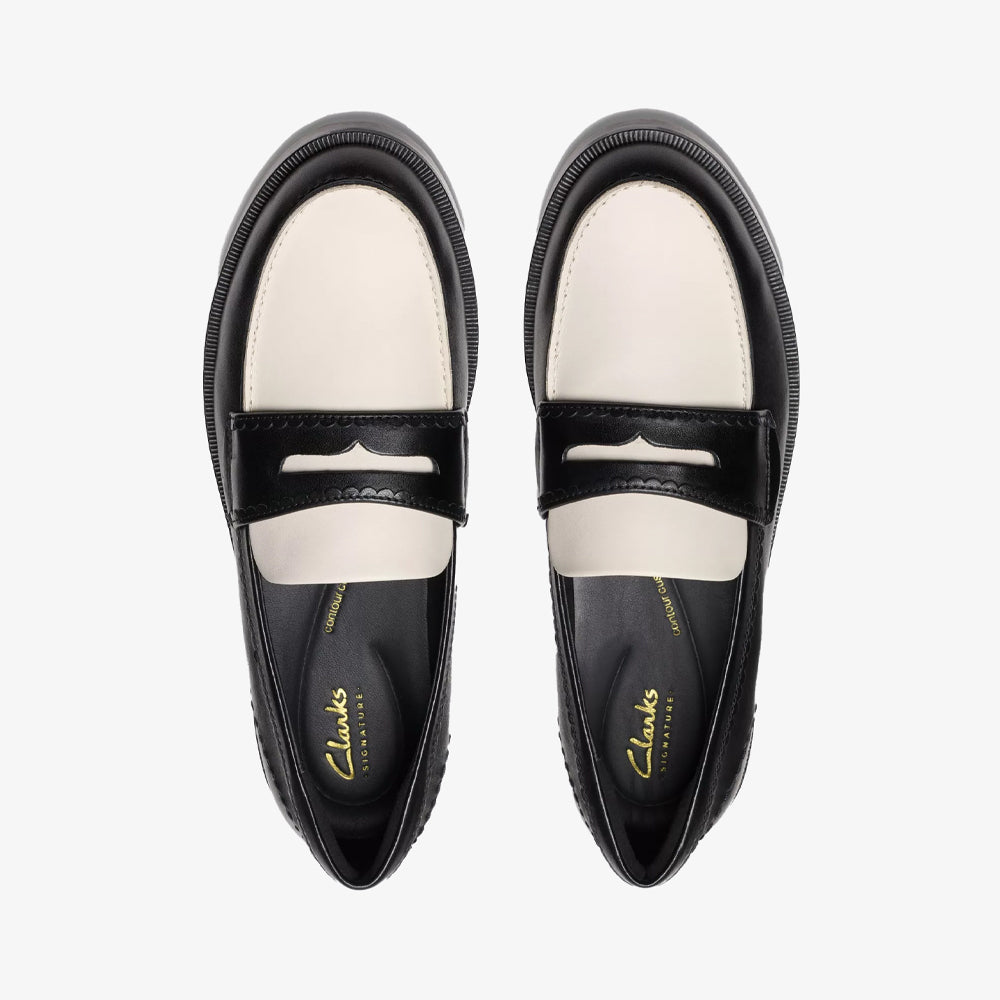 Clarks Straven Edge Leather Mocassin Combi Black White 26181270